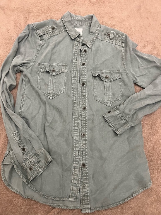 American Eagle Outfitters Tops - American Eagle Outfitters olive green Boyfriend Shirt